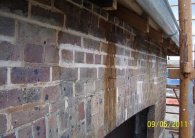 Specialised Cleaning And Sealing Of Delicate Badly Smoke Stained Brickwork To SDA Church. Macquarie St Windsor In 2010 - Before