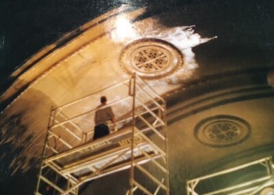 Cleaning The Domed Plaster Ceiling & Internal Brickwork Of St Xaviers Heritage Church Arncliffe After Fire In 2004 - During