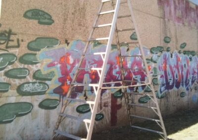 Graffiti Removal And Sealing With Invisible Anti Graffiti Coating To Pebblecrete At Smithfield - Before